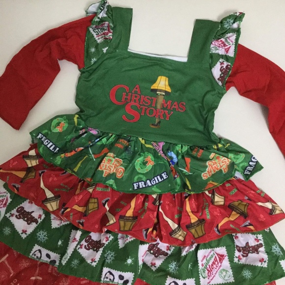 Christmas Cute Ruffle Long Sleeve Dress - Picture 4 of 6